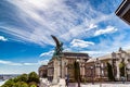 Statue of a Turul on the railing of Buda Castle Royalty Free Stock Photo