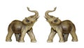 Statue of two elephants, Elephant sculpture on white background