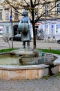 Statue and typical urban lanscape in Sopron (Ãâdenburg), Hungary Royalty Free Stock Photo