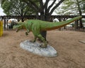 Statue of tyrannosaurus rex on display in the historic downtown area of Grapevine, Texas.