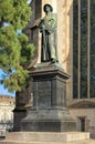 Statue of Ulrich Zwingli at the Water Church in Zurich, Switzerland Royalty Free Stock Photo