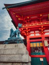 Statue Under A Shrine On A Religious Japanese Spot Royalty Free Stock Photo