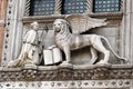 Statue of the Venetian Doge and Lion on Doge's Palace.