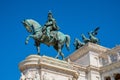 Statue of Victor Emmanuel II king of united Italy by Enrico Chiaradia within Altare della Patria monument in Rome in Italy Royalty Free Stock Photo