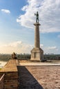 Statue of Victory with a monument in capital city Belgrade Royalty Free Stock Photo