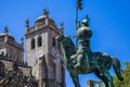 Statue of Vimara Peres under Porto Cathedral, Portugal Royalty Free Stock Photo