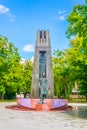 A statue of Vincas Kudirka in Vincas Kudirka park near Gedimino Avenue & x28;Gedimino Prosspektas& x29; in Vilnius Royalty Free Stock Photo