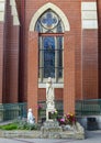 Statue of the Virgin of Gaudalupe at the Cathedral Santuario de Guadalupe in the Dallas Arts District, Texas. Royalty Free Stock Photo