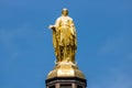 Notre Dame - Circa August 2018: Statue of Mary atop the Golden Dome of the University of Notre Dame Main Administration Building