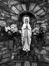 Statue of virgin mary black and white holy Madonna Royalty Free Stock Photo