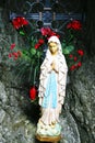 Statue of the Virgin Mary in a cave