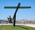 Statue of Virgin Mary and Cruz Alta in front of the Sanctuary of