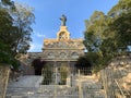 Statue of Virgin Mary on the front of the monastery of Deir Rafat, Israel Royalty Free Stock Photo
