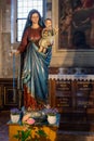 Statue Virgin Mary, Madonna with blessing son Jesus in Santa Maria della Grazie - Holy Mary of Grace - Milan, Italy