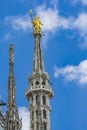 Statue of the Virgin Mary on top of Milan Cathedral Duomo di Milano in Italy Royalty Free Stock Photo