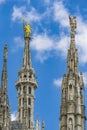 Statue of the Virgin Mary on top of Milan Cathedral Duomo di Milano in Italy Royalty Free Stock Photo