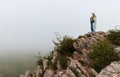 Statue of the Virgin Mary on the top of the Pyrenees mountains Royalty Free Stock Photo