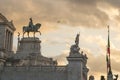 Statue of Vittorio Emanuele II in Rome at sunset Royalty Free Stock Photo