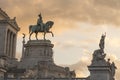 Statue of Vittorio Emanuele II in Rome at sunset Royalty Free Stock Photo