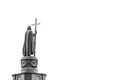 Statue of Vladimir The Great in Kiev, Ukraine, back view in black and white with copy space..Saint Vladimir is the baptizer Royalty Free Stock Photo