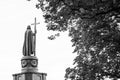 Statue of Vladimir The Great in Kiev, Ukraine, back view in black and white Royalty Free Stock Photo