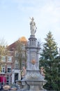 The statue on the Wilhelmina fountain in Deventer, the Netherlands