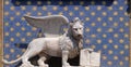 The statue of the winged lion on the St Mark`s Clock tower in Venice Royalty Free Stock Photo