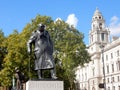 Statue of Winston Churchill, London, bronze sculpture of the former British prime minister Royalty Free Stock Photo