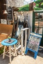 Statue of the wizard Gandalf near the entrance to the private bar Beer Garden - The Hobbit in Zikhron Yaakov city in northern