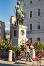 The statue of Wolfgang Amadeus Mozart in Salzburg, Austria