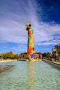 Statue `Woman and Bird` Dona i Ocell, in catalan, created by Joan Miro in Joan Miro square Royalty Free Stock Photo
