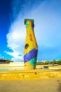 Statue `Woman and Bird` Dona i Ocell, in catalan, created by Joan Miro in Joan Miro square Royalty Free Stock Photo