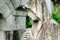 Statue of a woman in cemetery