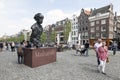 Statue of writer multatuli on bridge over Singel in Amsterdam