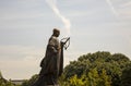 Statue of Xuanzang side view in front of Big WIld Goose Pagoda, Royalty Free Stock Photo