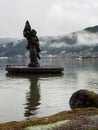 Statue of Yaegaki-hime at Lake Suwako waterfront in Kamisuwa, Nagano prefecture