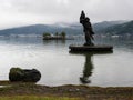 Statue of Yaegaki-hime at Lake Suwako waterfront in Kamisuwa, Nagano prefecture