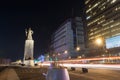 Statue of Yi Sun-Shin and Gwanghwamun square during winter night at Jongno-gu , Seoul South Korea : 7 February 2023 Royalty Free Stock Photo