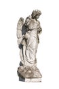 Statue of a young angel isolated on white Royalty Free Stock Photo