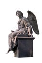 Statue of a young angel isolated on white Royalty Free Stock Photo