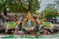 Statues of ancient mystical mythic creatures and gods in Thailand.