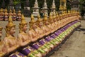 Statues of angels lined up in rows, beautiful, guarding and decorating the place at Wat Maneewong Temple. Royalty Free Stock Photo