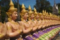 Statues of angels lined up in rows, beautiful, guarding and decorating the place at Wat Maneewong Temple. Royalty Free Stock Photo
