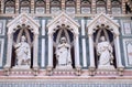 Statues of the Apostles and the fine architectural detail of the of the, Portal of Cattedrale di Santa Maria del Fiore in Florence