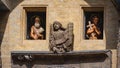 The statues of the apostles of Jesus in the procession of the mechanism of the astronomical clock of Prague Royalty Free Stock Photo