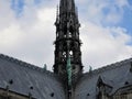 Statues of the apostles on the roof of Notre Dame, the approach of fragments. Paris France, UNESCO world heritage site Royalty Free Stock Photo