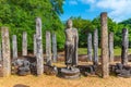 Statues at Atadage at the quadrangle of Polonnaruwa ruins, Sri L Royalty Free Stock Photo