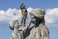 Statues of Alexander the Great, his mother and father in the city square in Skopje, North Macedonia