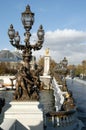 Statues of the bridge Alexander III at Paris Royalty Free Stock Photo