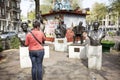 statues in bronze of famous artists from the Jordaan in amsterdam